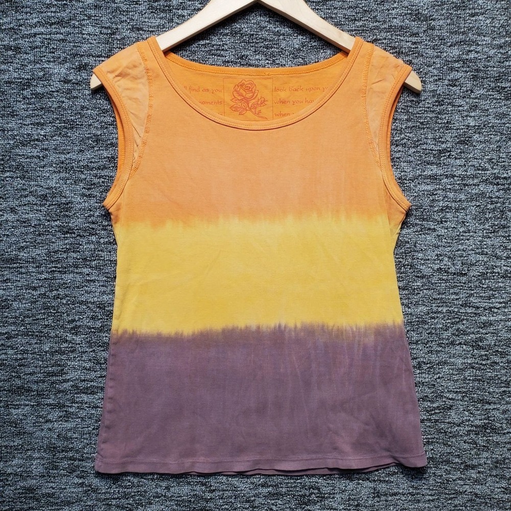 VTG Glima Top Womens Medium Dip Dye Sunset Ombre Tank Sleeveless Cotton USA Made